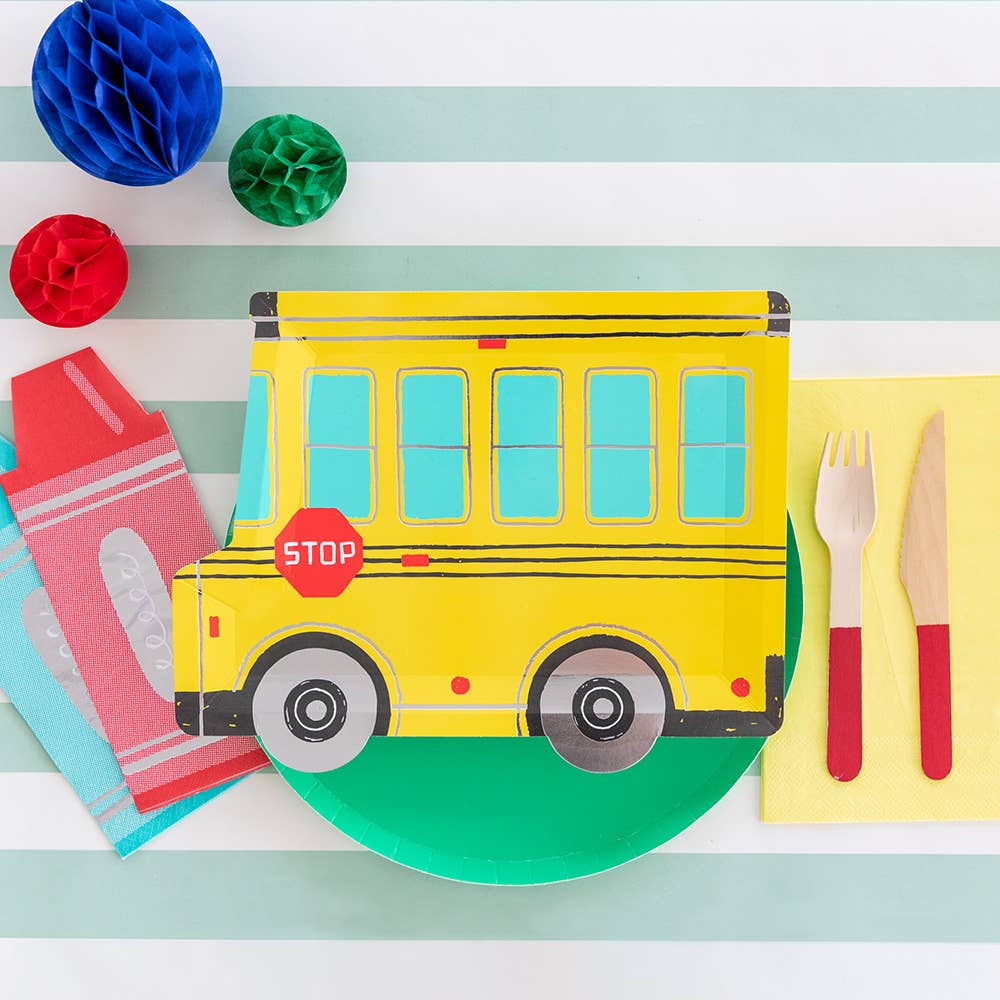 School Bus Large Paper Plates - 8pk