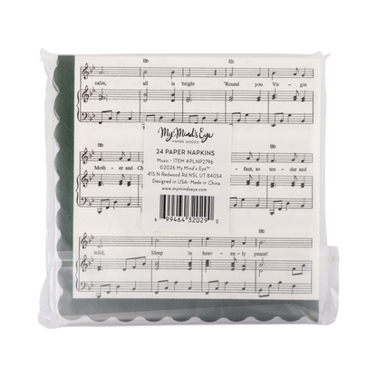 Silent Night Sheet Music Christmas Cocktail Napkins - 24pk