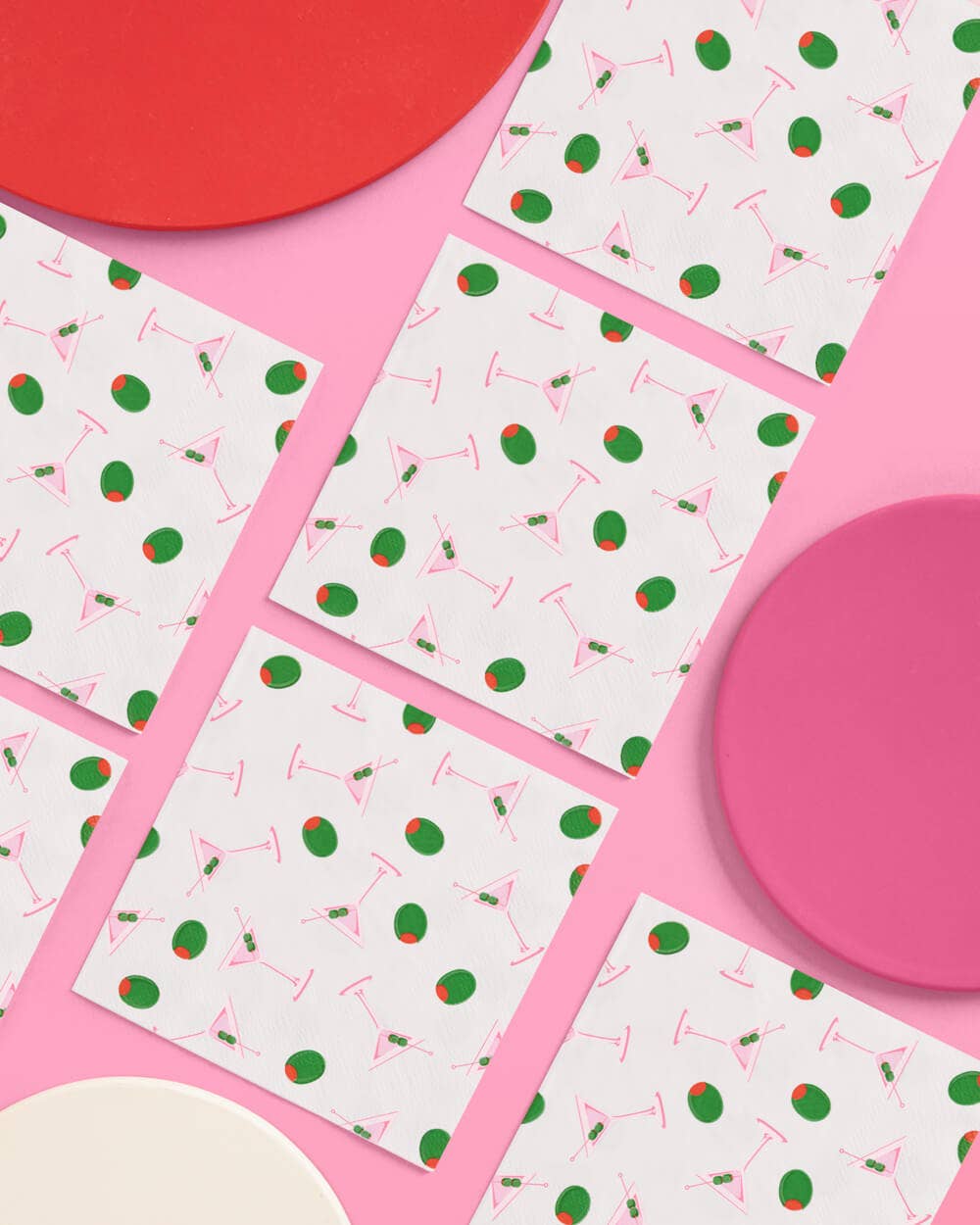 Martini & Olive Pattern Paper Cocktail Napkins - 25pk