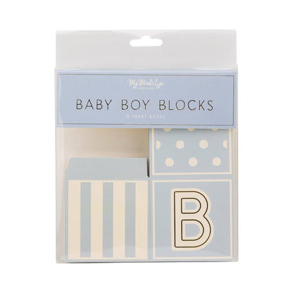 Blue Baby Boy Block Treat Boxes - 8pk