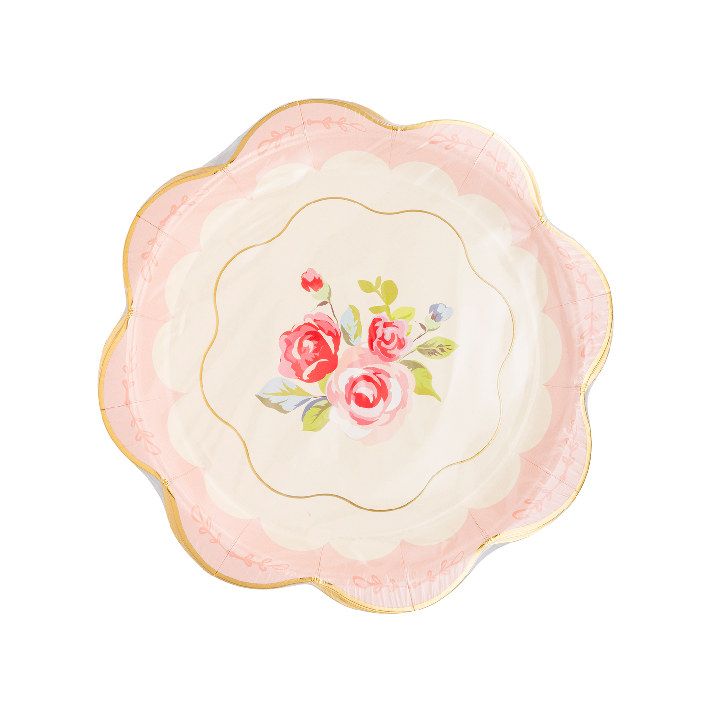 Tea Party Floral Scalloped Round Paper Plates - 8pk