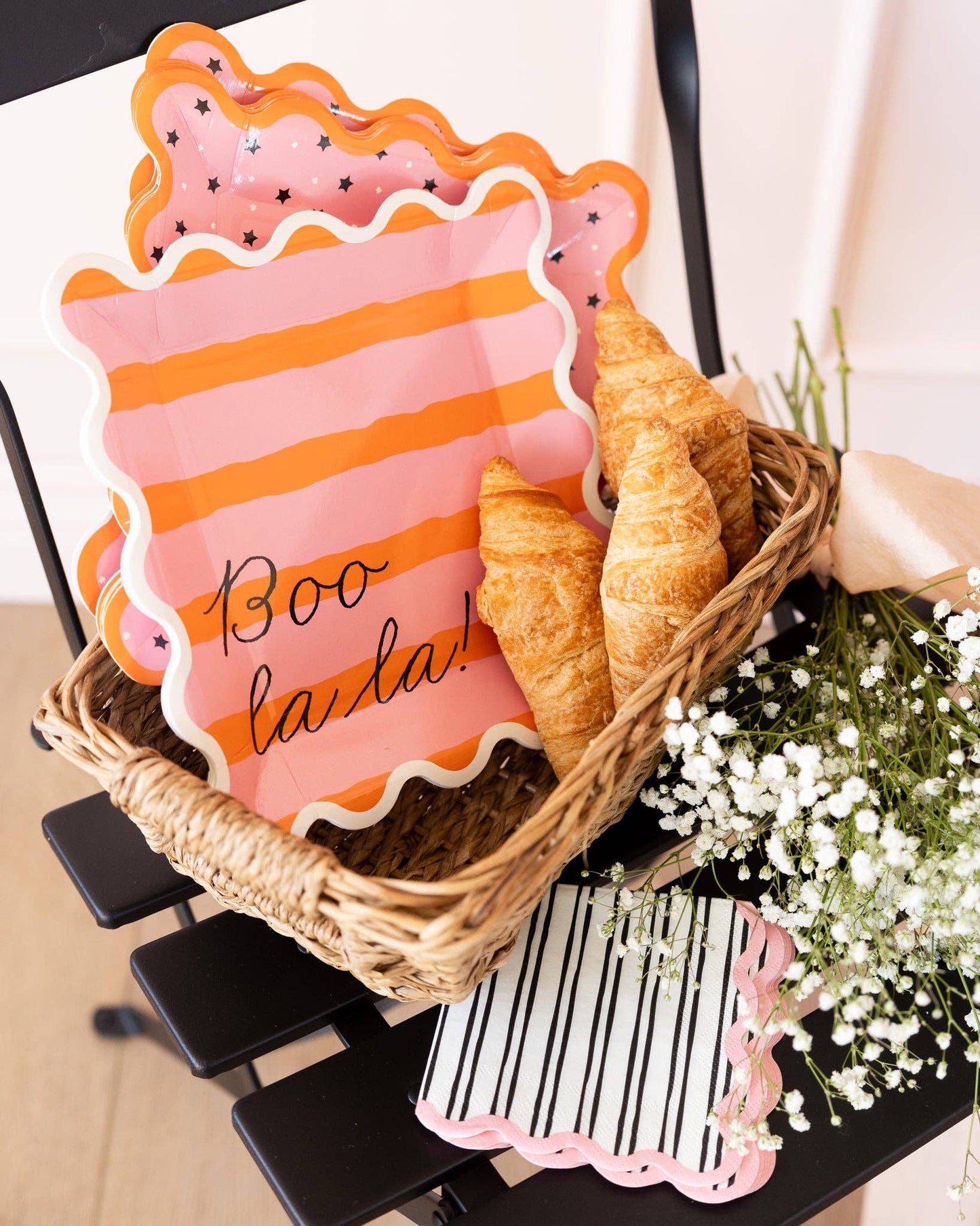 White & Black Striped Cocktail Napkins - 24pk