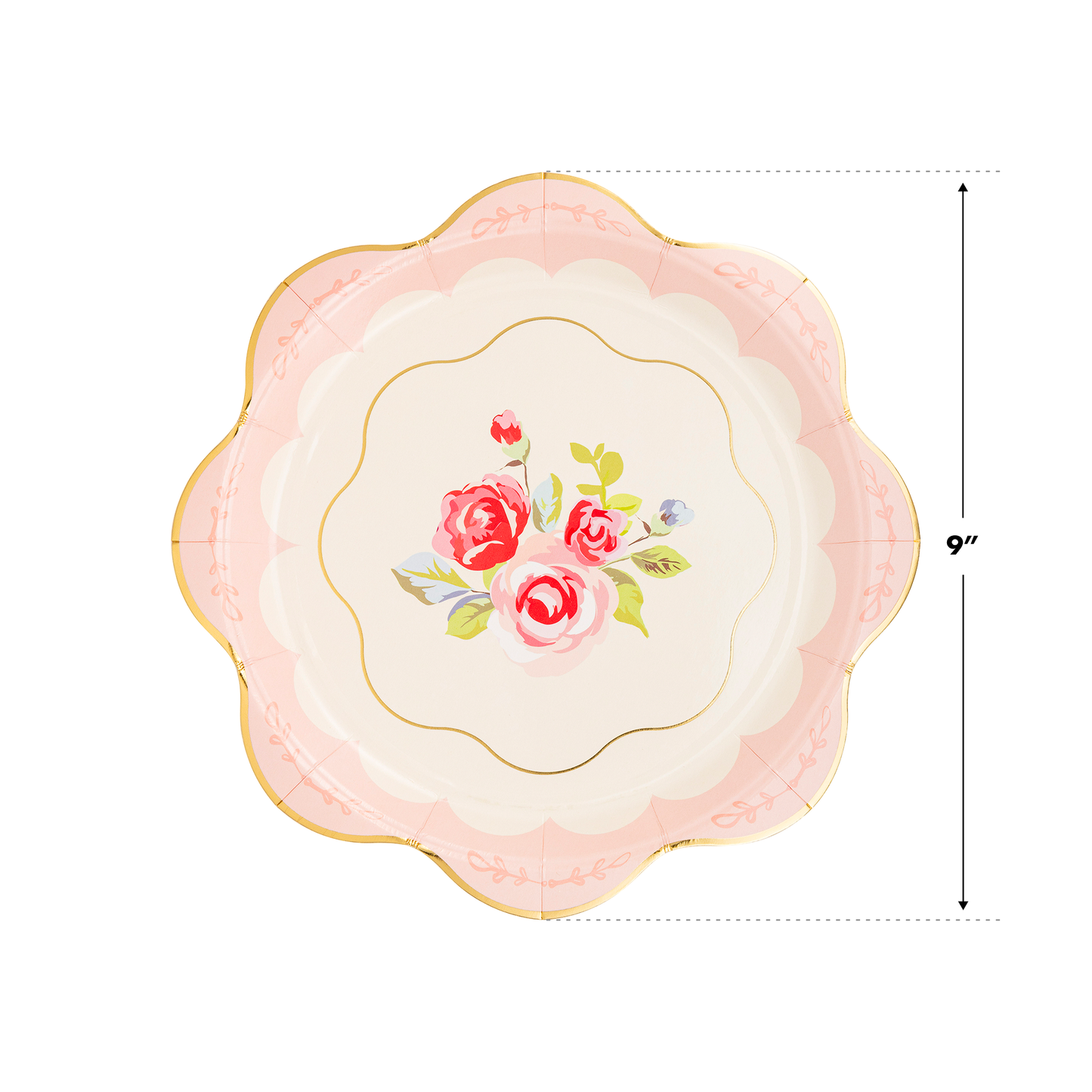 Tea Party Floral Scalloped Round Paper Plates - 8pk