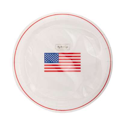 Round American Flag Paper Plates - 8pk