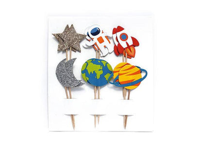 Trip To The Moon Assorted Cupcake Toppers - 12pk