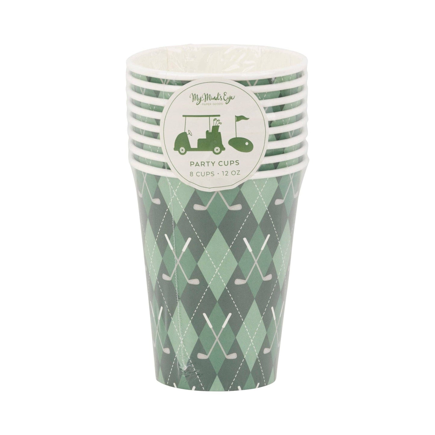 Golf Green Plaid 12oz Paper Cups - 8pk