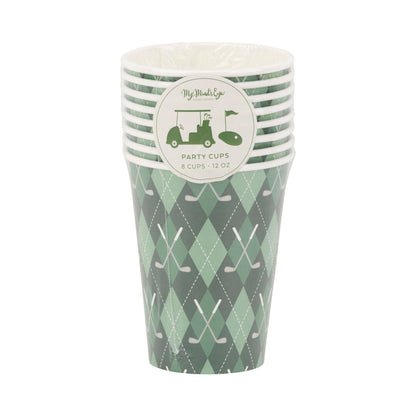 Golf Green Plaid 12oz Paper Cups - 8pk