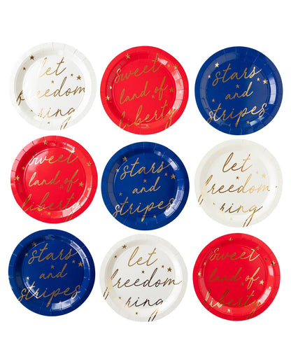 Americana Script Assorted Paper Plate Set - 9pk