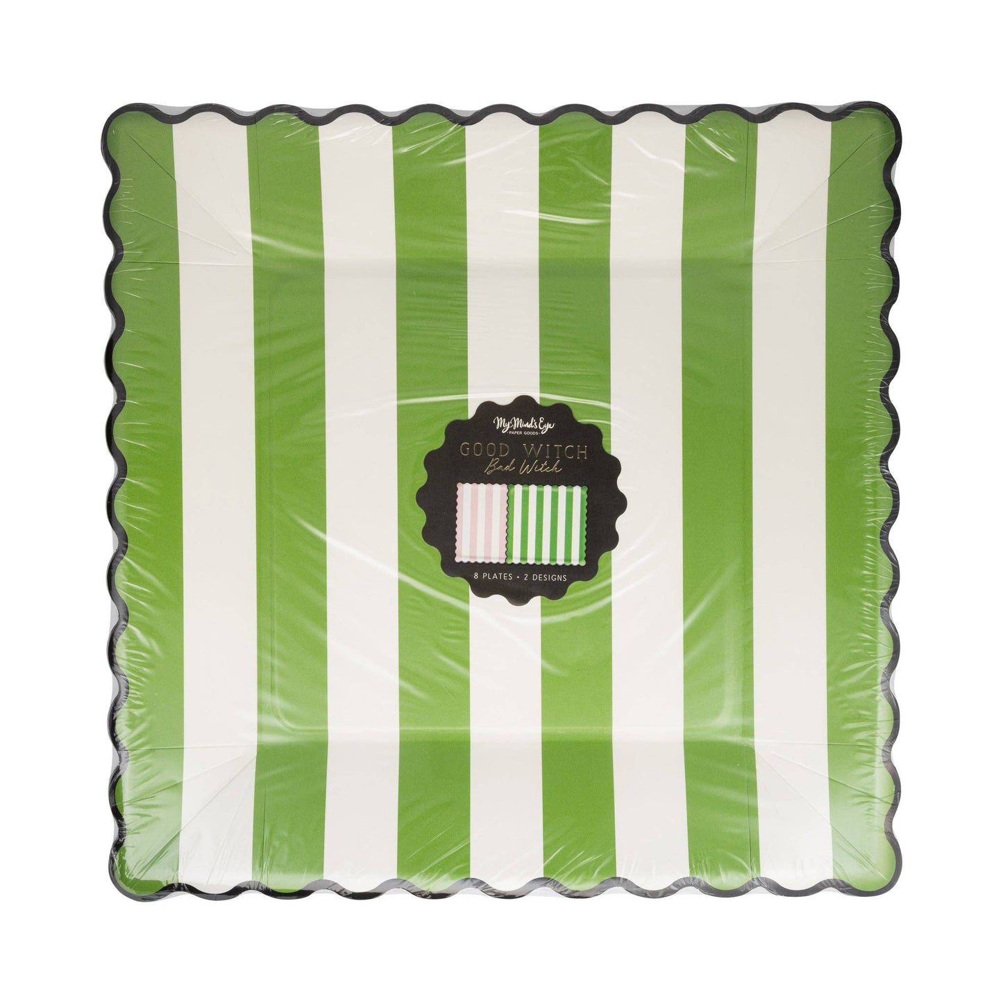 Green & Pink Stripe Assorted 11" Plate Set - 8pk