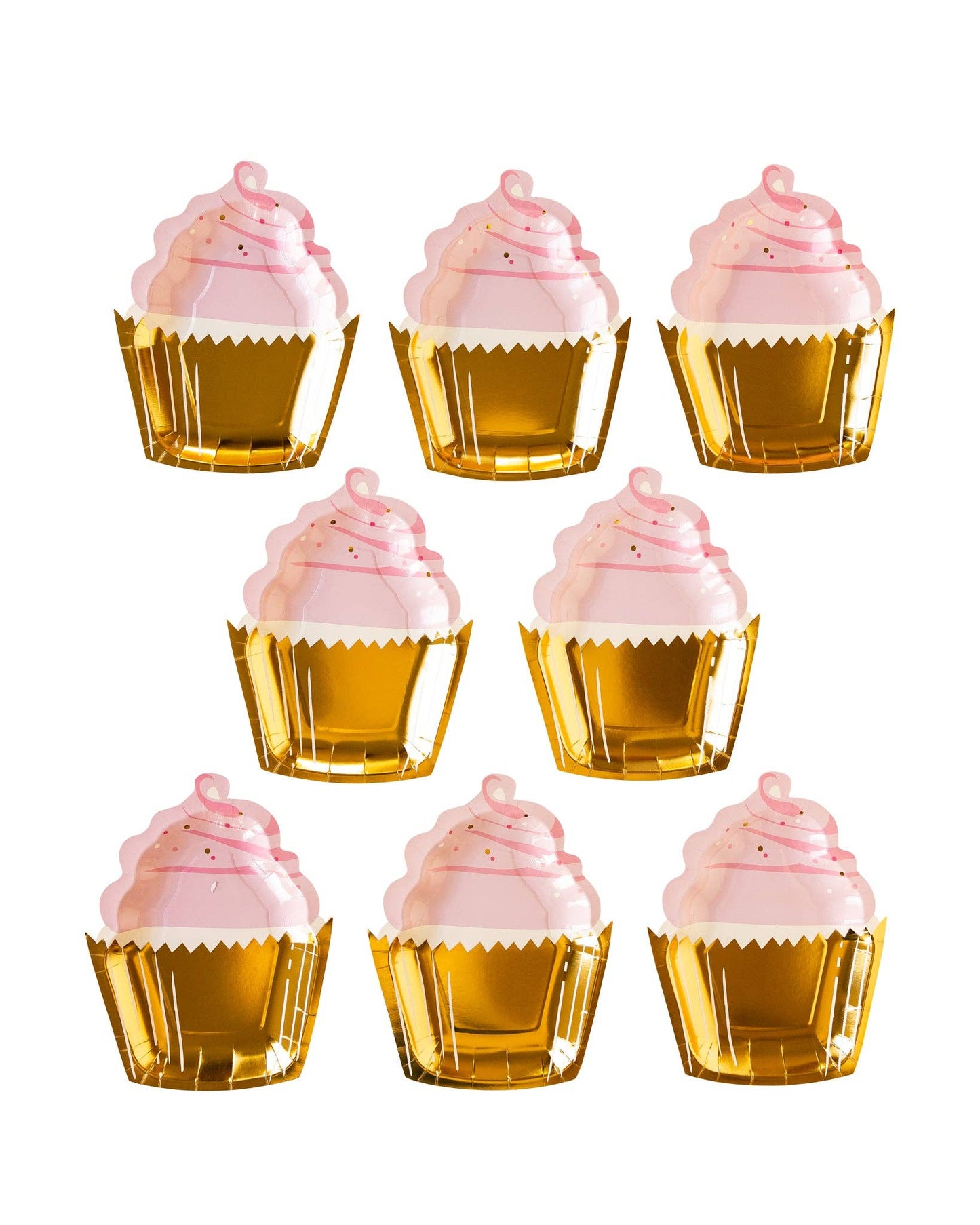 Pink Cupcake Shaped Paper Plates - 8pk