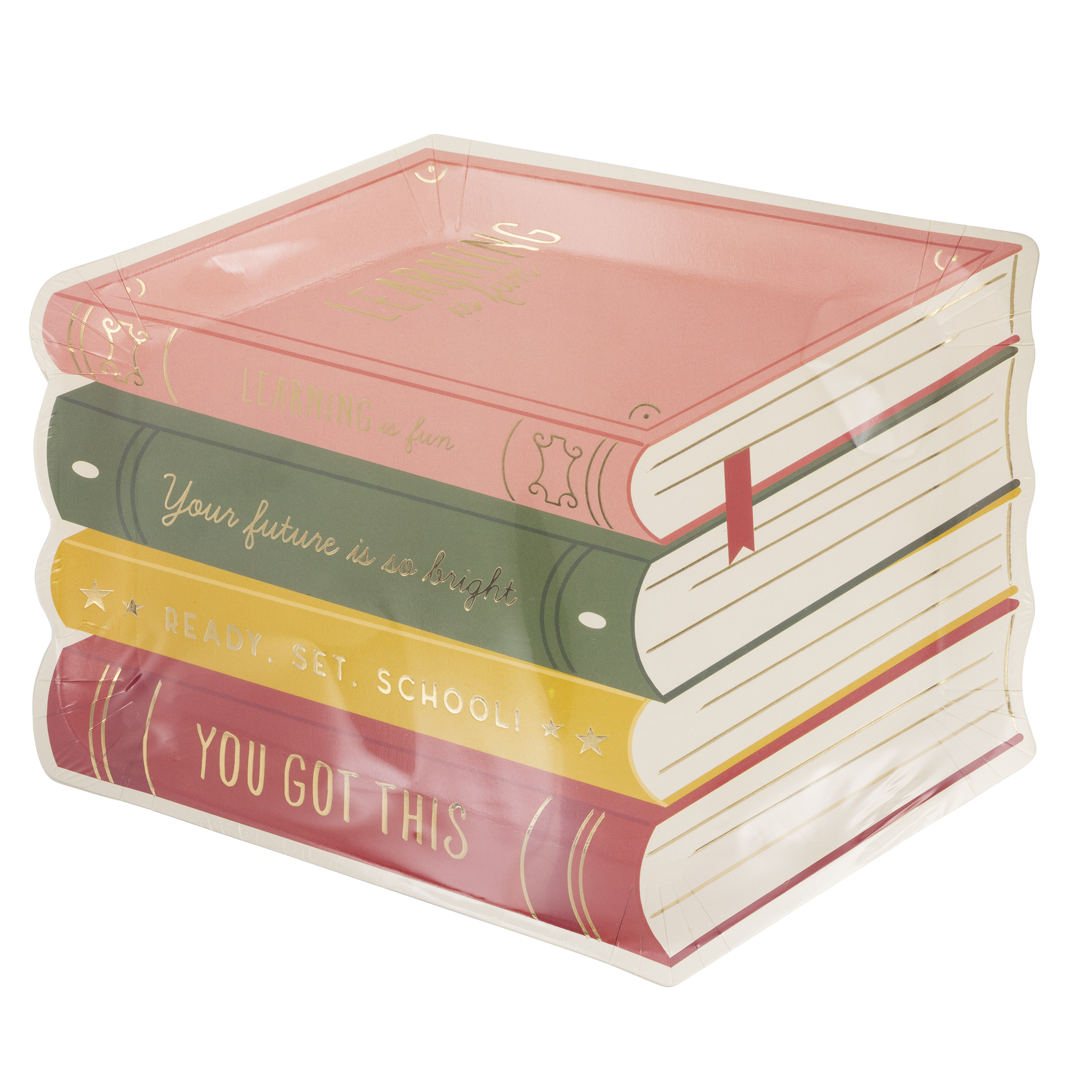 Back to School Stack of Books Paper Plates - 8pk