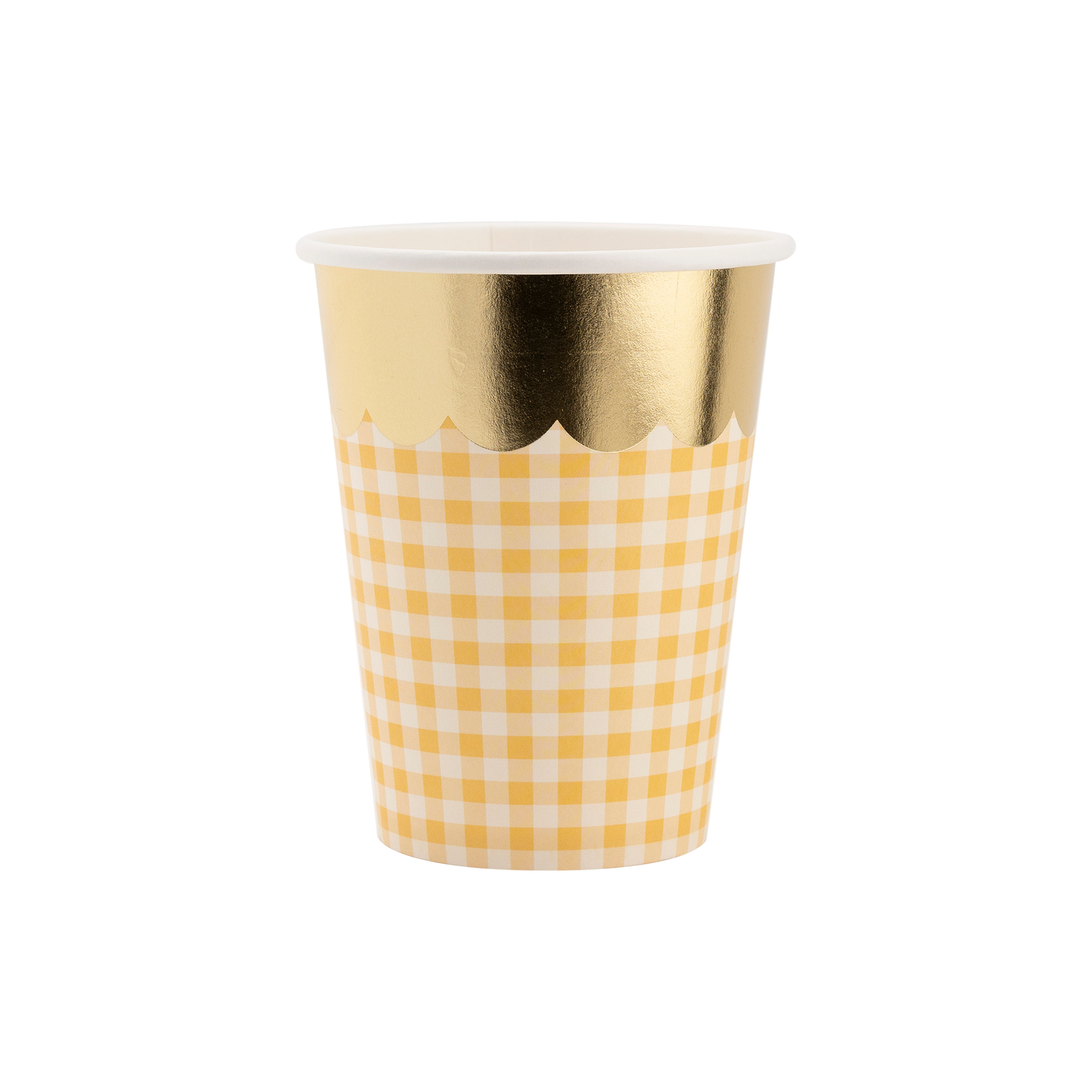 Gingham Assorted Pastel Cups with Gold Foil - 8pk