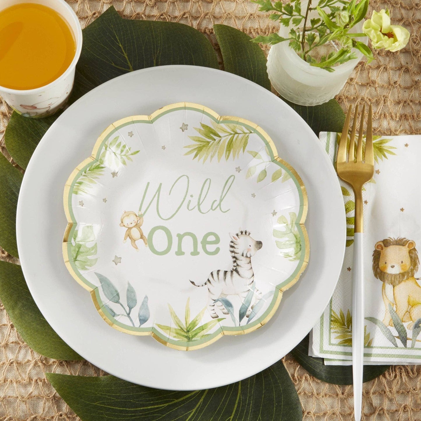 Safari Wild One Small Paper Party Plates - 16pk