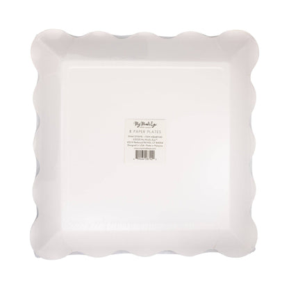 Baby Pink Striped 10" Scalloped Edge Paper Plates - 8pk