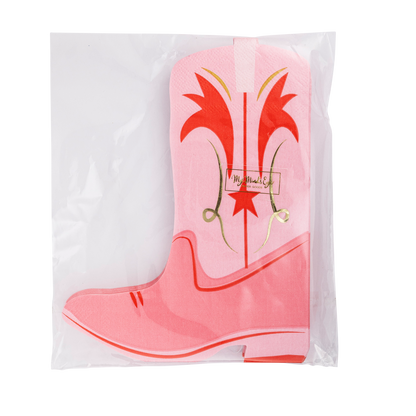 Pink Boot Shaped Paper Dinner Napkins - 18pk