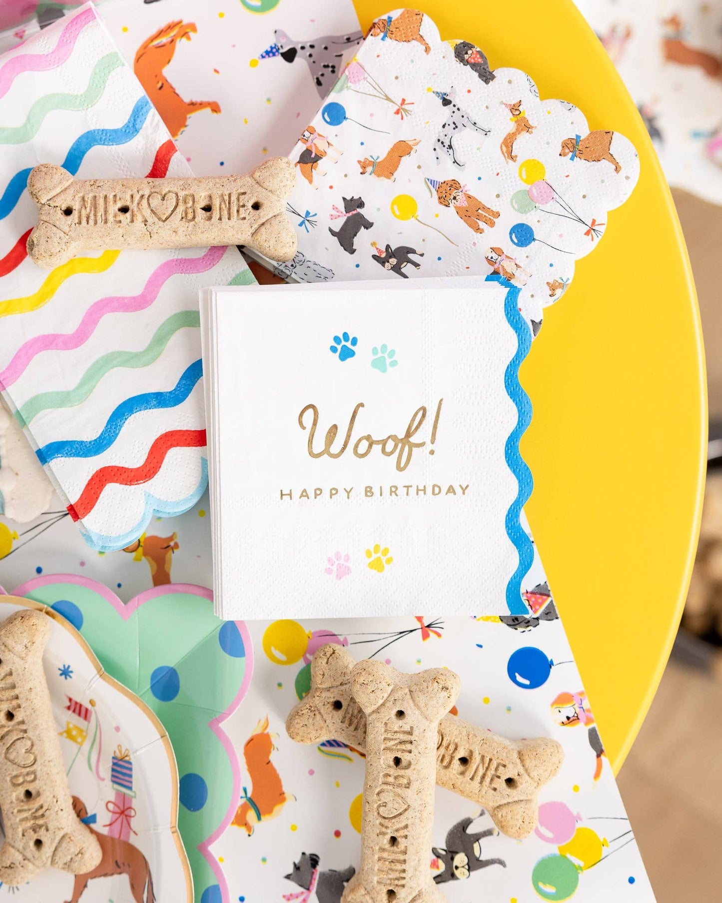 Woof Paw Print Happy Birthday Cocktail Napkins - 18pk