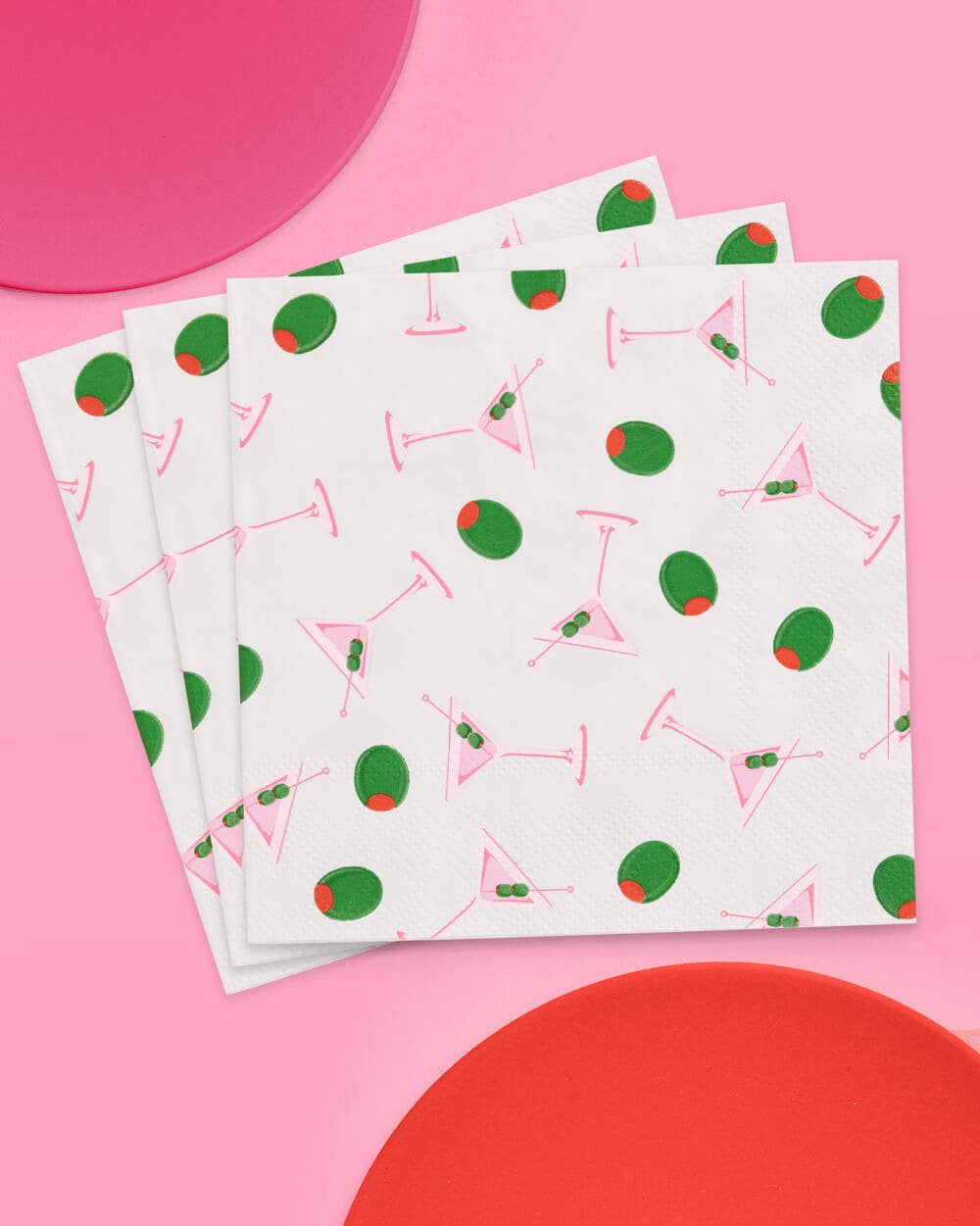 Martini & Olive Pattern Paper Cocktail Napkins - 25pk