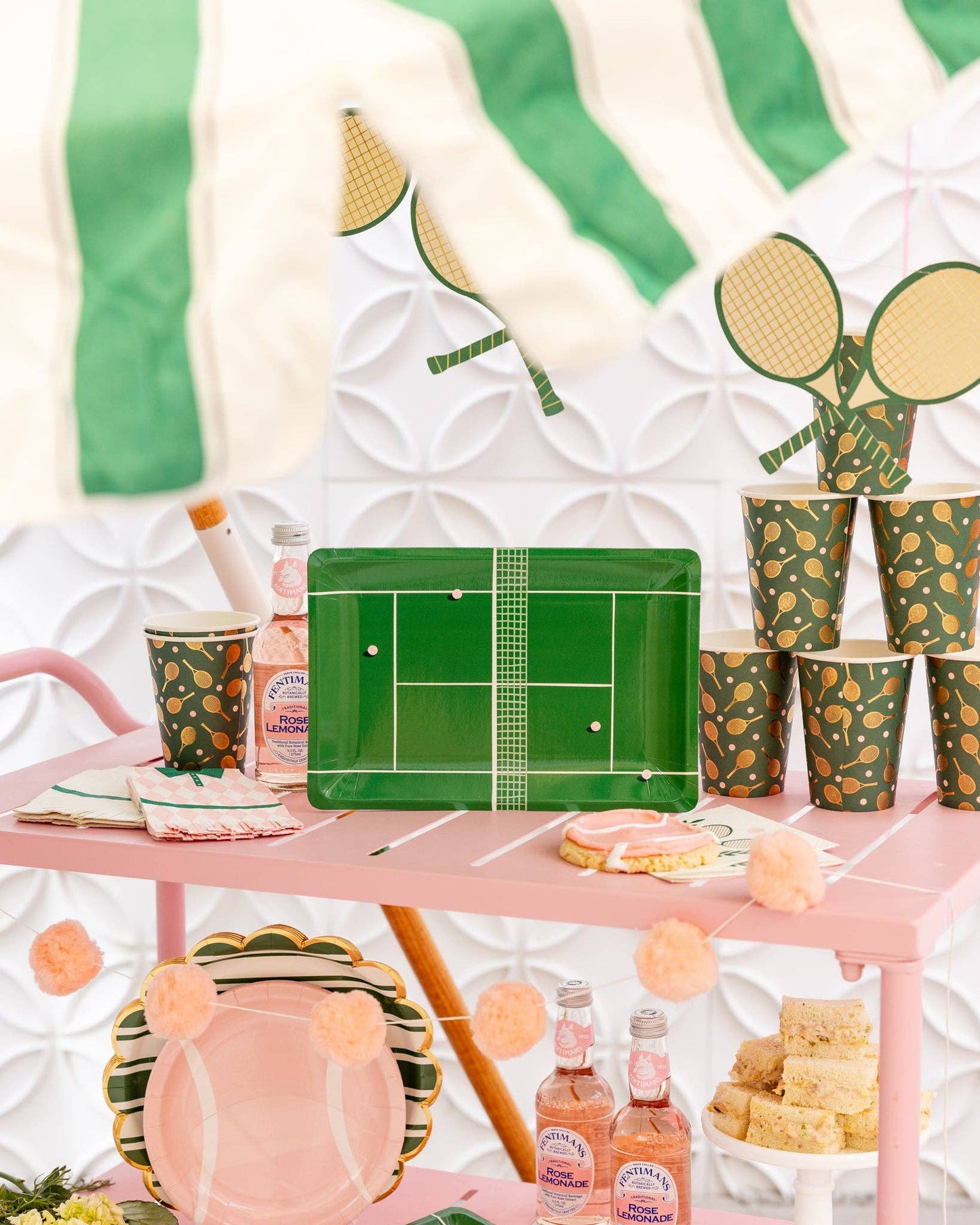 Green & White Striped 10” Paper Plates - 8pk