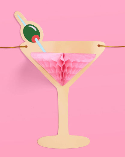 Martini Party 3D Honeycomb Banner