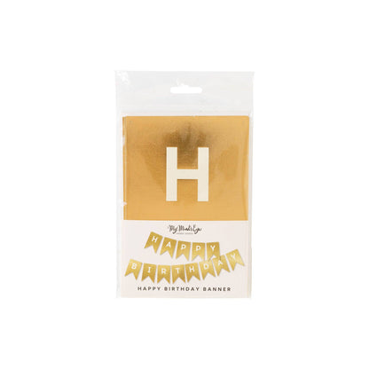 Gold Foil "Happy Birthday" Flag Banner