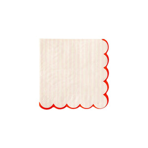 Pink Striped Scallop Cocktail Napkins