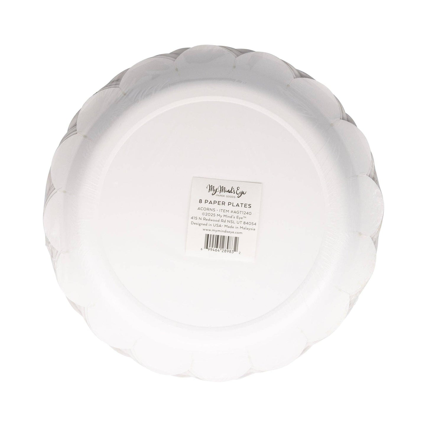 Acorns Scalloped 9" Fall Paper Plates - 8pk