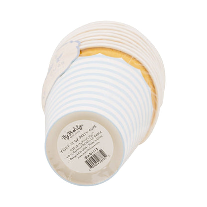 Baby Blue Striped 12oz Paper Party Cups - 8pk