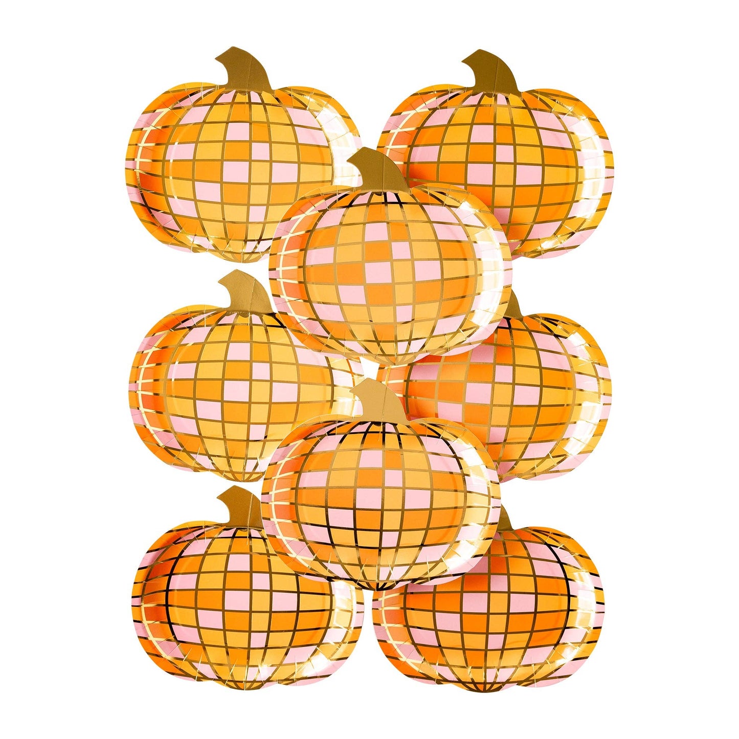 Disco Pumpkin Shaped Paper Plates - 8pk