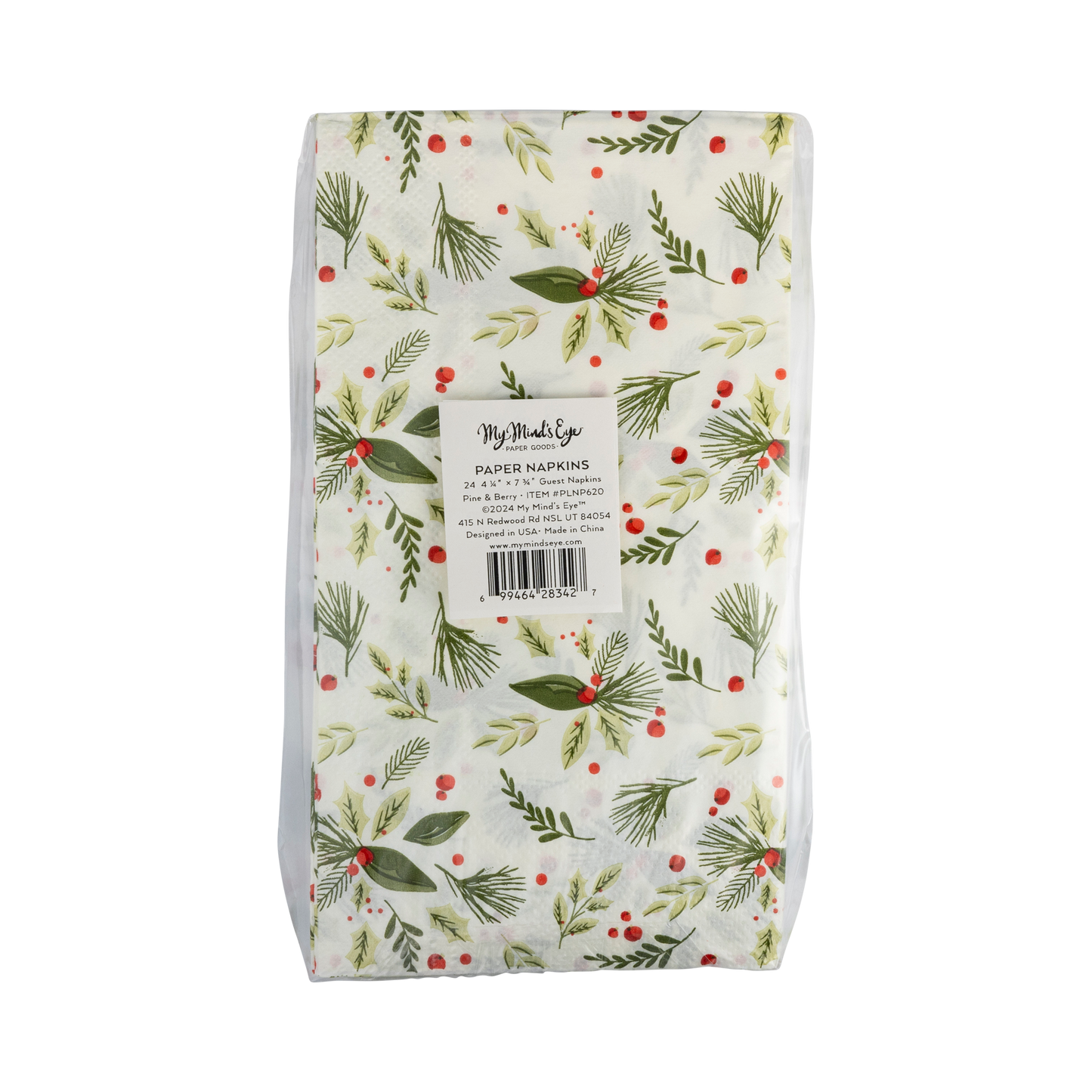 Pine & Berry Holiday Guest Towel Dinner Napkins - 24pk