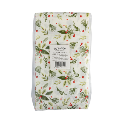 Pine & Berry Holiday Guest Towel Dinner Napkins - 24pk