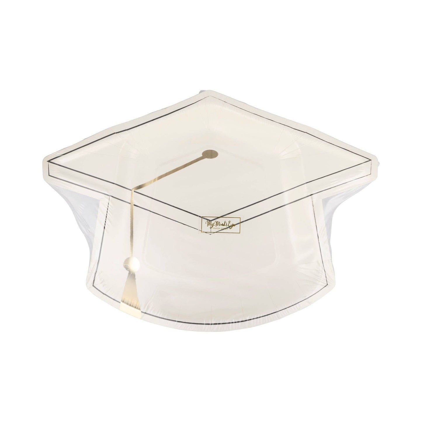 White Graduation Cap Shaped Plates - 8pk