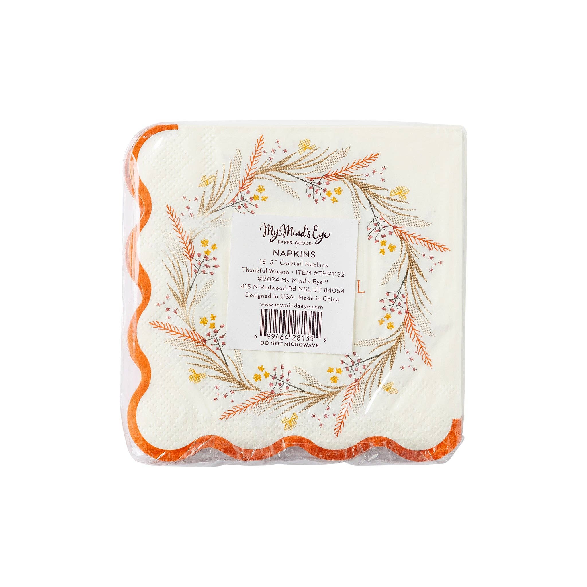 Thankful Harvest Wreath Beverage Napkins - 18pk