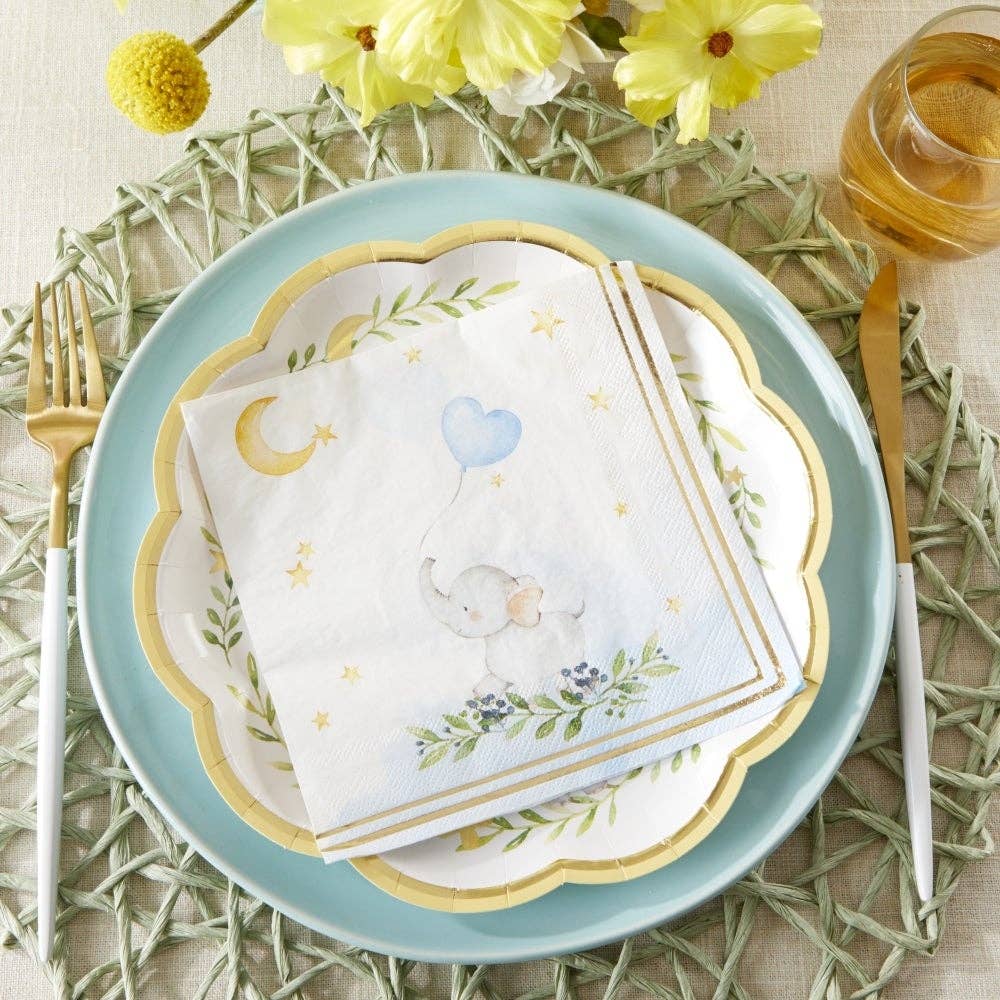 Blue Elephant Baby Shower Paper Lunch Napkins - 30pk