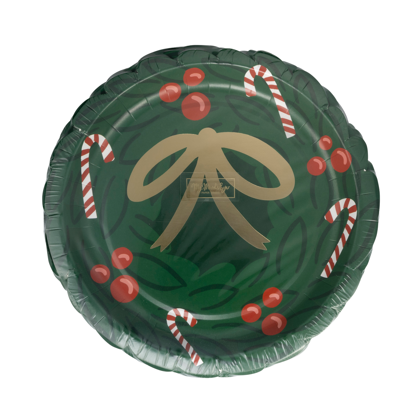 Christmas Wreath Shaped Paper Plates - 8pk