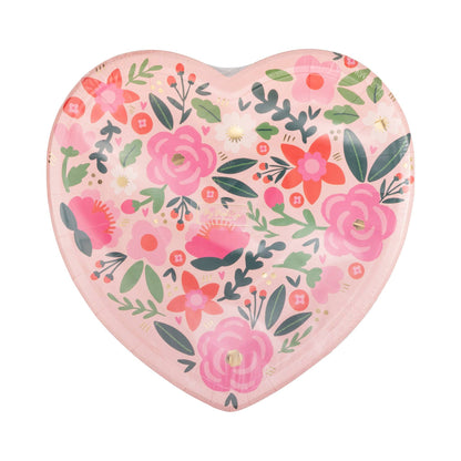 Floral Heart Shaped Paper Plates - 8pk