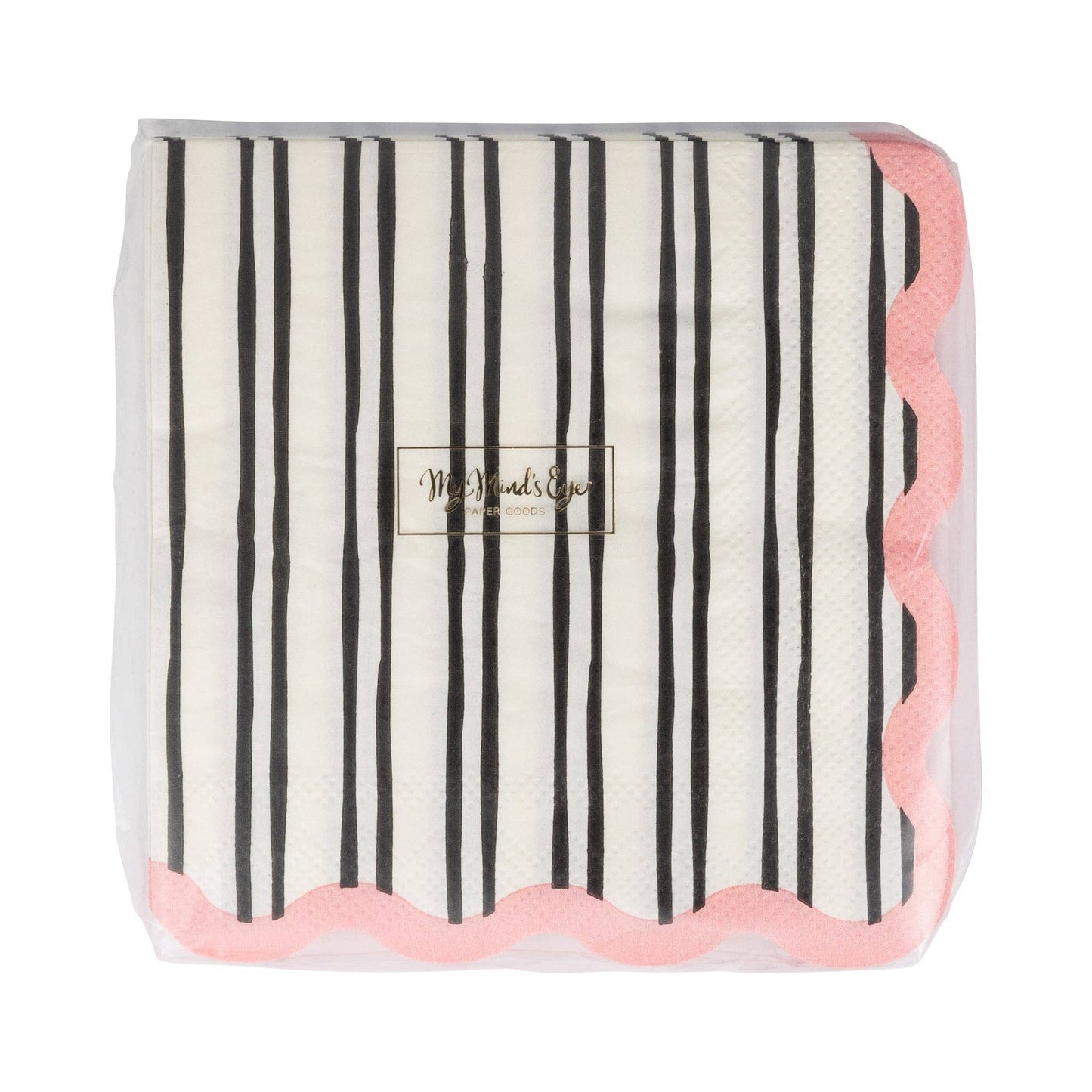 White & Black Striped Cocktail Napkins - 24pk