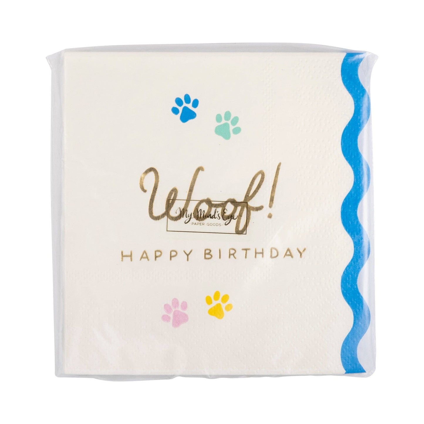 Woof Paw Print Happy Birthday Cocktail Napkins - 18pk