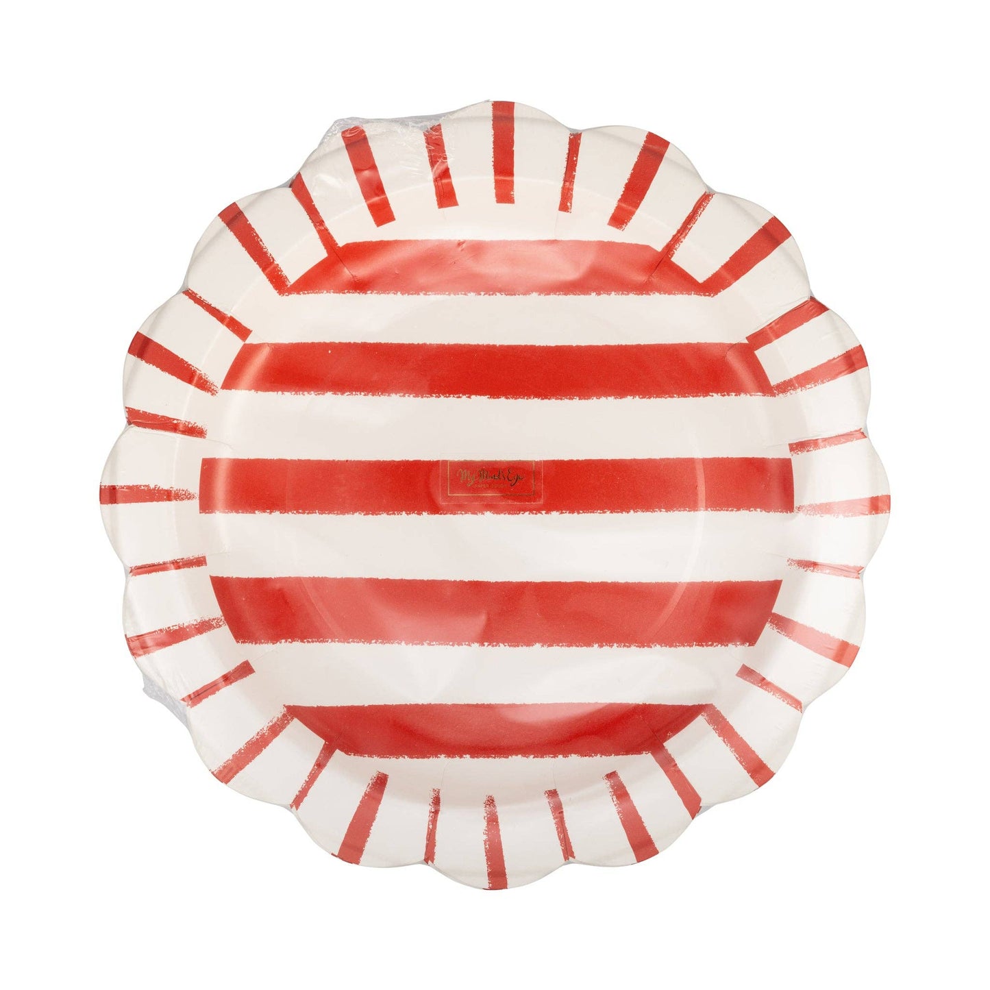Red Striped 11" Large Paper Plates - 8pk
