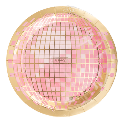 Pink Disco Ball Paper Plates - 8pk