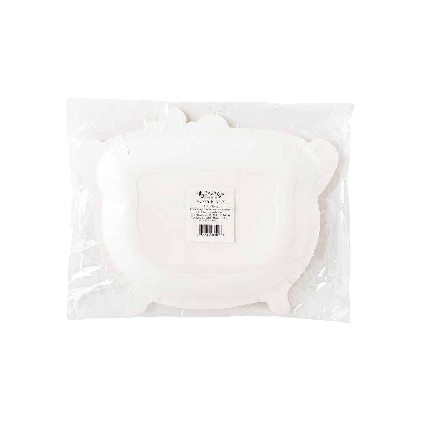 Pink Cauldron Shaped Paper Plates - 8pk