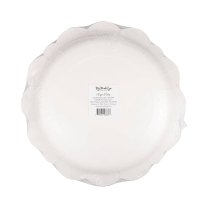 Blue Scalloped Edge Large 10" Paper Plates - 8pk