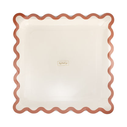 Rust Ric Rac Large 10" Square Paper Plates - 8pk