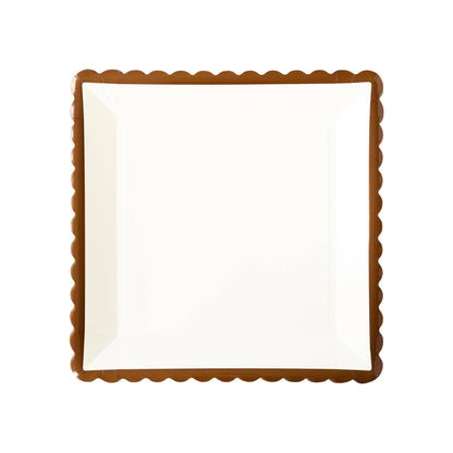 Brown Ruffle Edge Large Paper Plate Chargers - 8pk