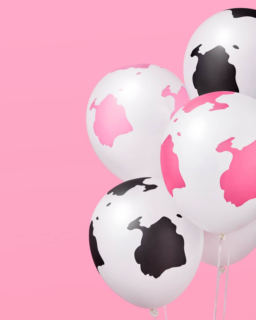 Pink & Black Assorted Cow Print Latex Balloons - 24pk