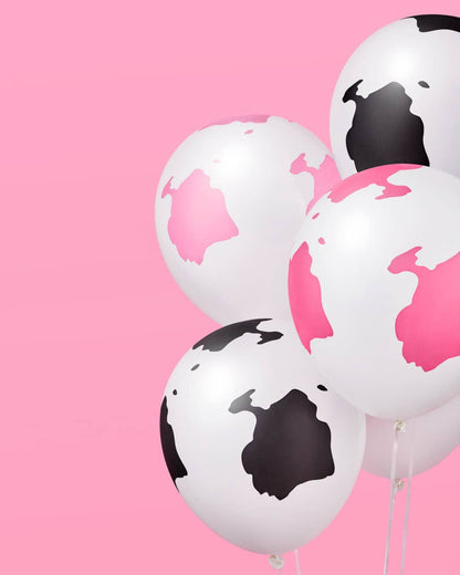 Pink & Black Assorted Cow Print Latex Balloons - 24pk