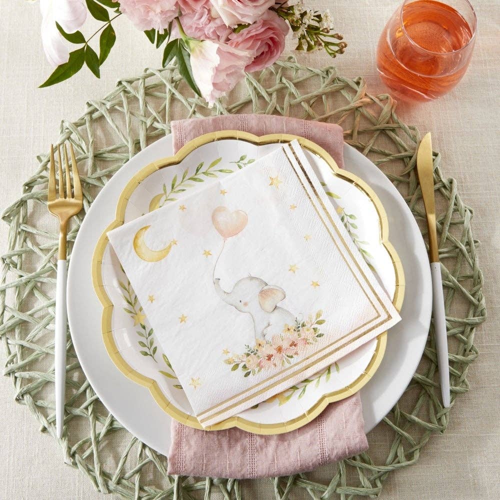 Pink Elephant Baby Shower Paper Lunch Napkins - 30pk