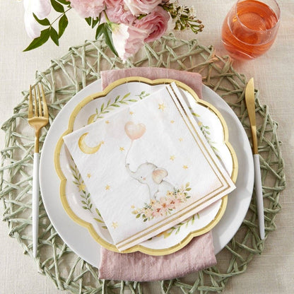 Pink Elephant Baby Shower Paper Lunch Napkins - 30pk