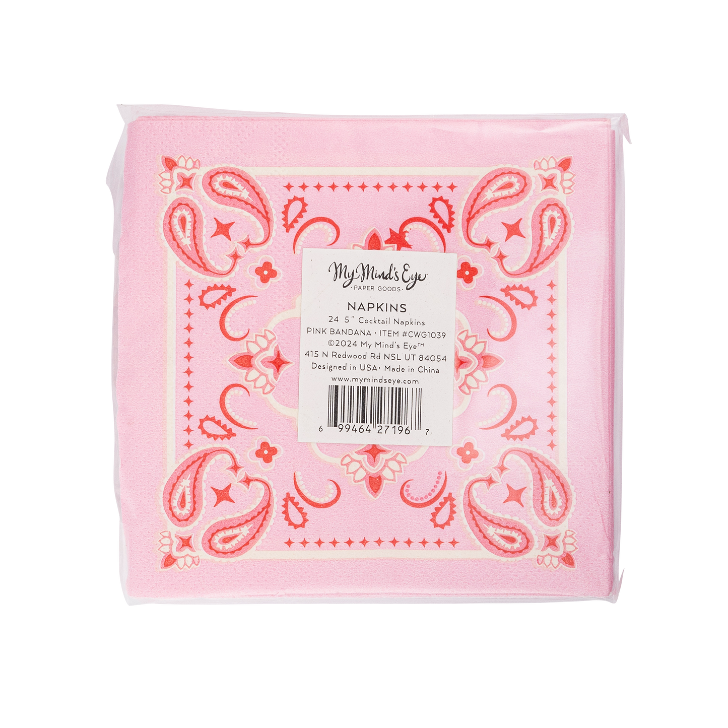 Pink Bandana Paper Cocktail Napkins - 24pk