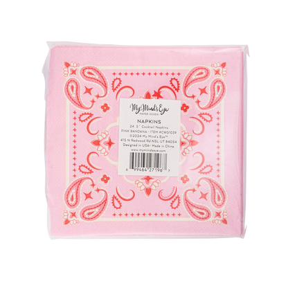 Pink Bandana Paper Cocktail Napkins - 24pk