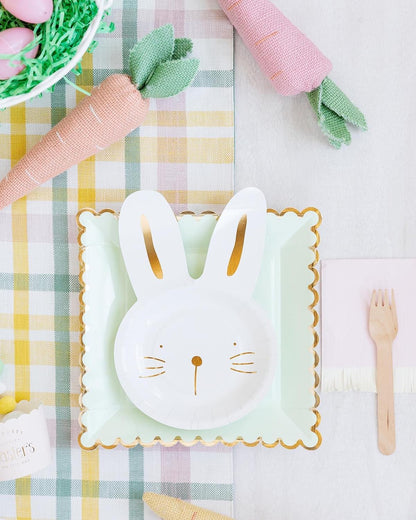 Mint Scalloped Square Party Plates 9"